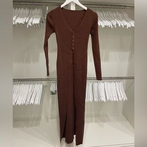 Ribbed knit long Brown tall sweater Size Small